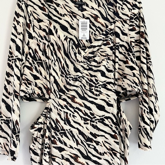 NWT Torrid Maxi Studio Knit Midi Dress Watercolor Zebra Tan Brown Orange Size 2X - Picture 10 of 14